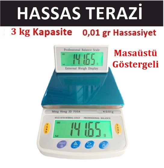 Masa Üstü Hassas Terazi, 3kg/0.01gr Laboratuvar Terazisi Elektronik 705A Model