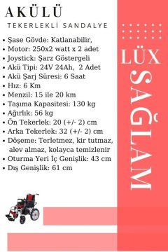 Akülü Tekerlekli Sandalye |  Tek Hareketle Katlanabilir | Lüx Ekonomik