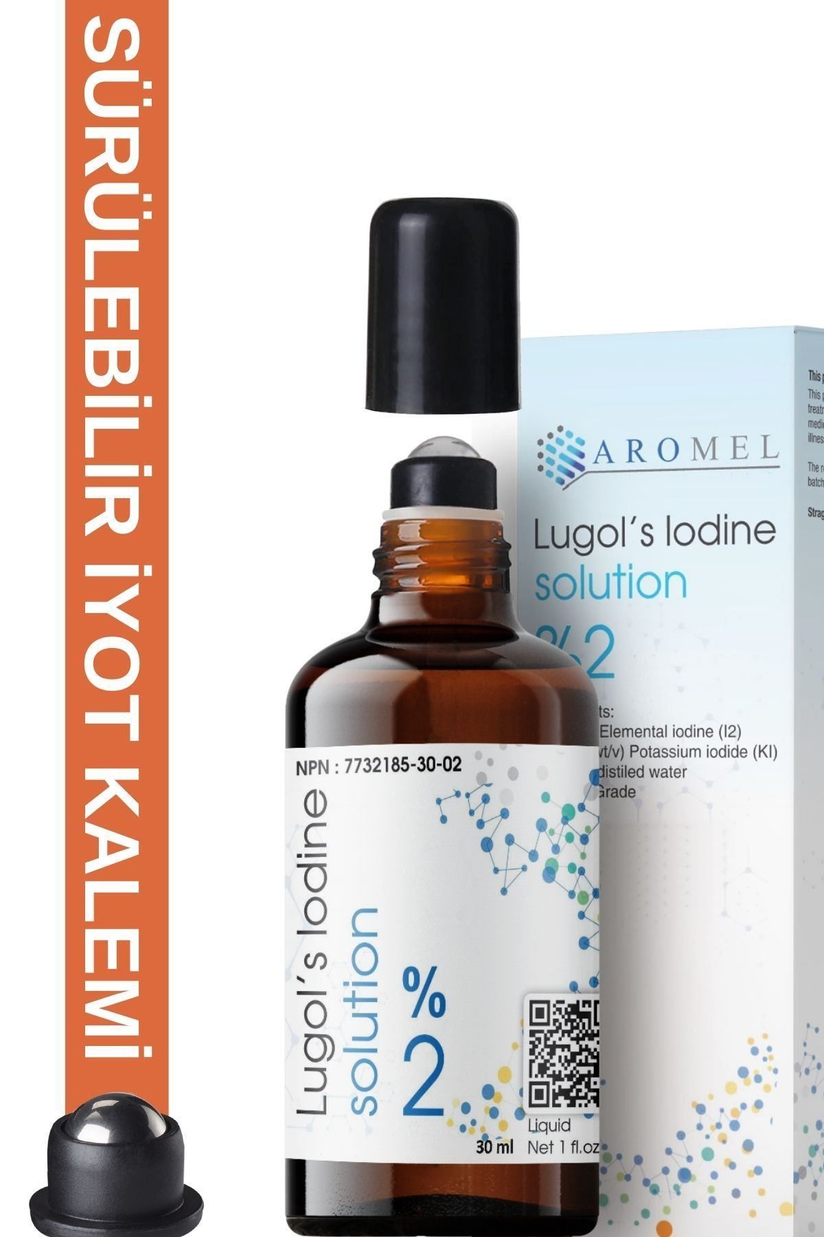 iyot Kafesi Için Lügol %2 Lik | 30 Ml | Sürülebilir Roll-on Başlıklı Cam Şişe | Lugol Iyot Kalemi