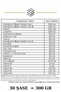 Aromel Multi Gold Hidrolize Kolajen | 30 Şase 300 gram | Type I,II,III Multi , 21 in One Collagen