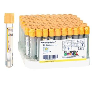 100 Adet Sarı Kapak Jelli Kan Alma Tüpü | 5.0 mL 13x100 mm | BD 367955 SST II Advance