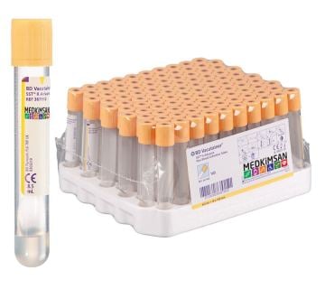 100 Adet Sarı Kapak Jelli Kan Alma Tüpü | 8.5 mL 16x100 mm | BD 367953 SST II Advance
