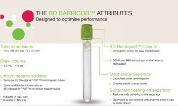 100 Adet Barricor Lityum Heparinli Plazma Tüp | BD 365081 | 5.0 ml 13x100 mm | Bd Vacutainer Barricor Lh Plasma