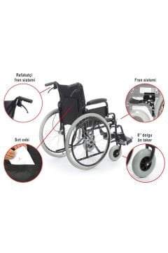 Çok Sağlam Tekerlekli Sandalye | 150 kg Taşır | Obez Kullanımına Uygundur