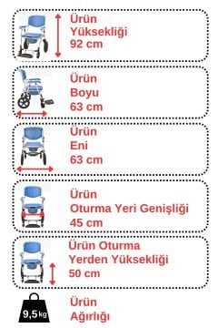 Banyo Sandalyesi | Tuvalet Sandalyesi | Klozetli Tekerlekli Sandalye | Dışarıda Kullanılır