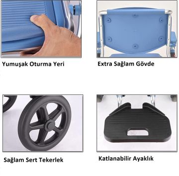 Banyo Sandalyesi | Tuvalet Sandalyesi | Klozetli Tekerlekli Sandalye | Dışarıda Kullanılır