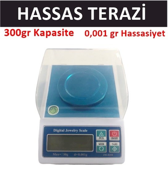 Hassas Terazi, 300gr/0.001gr Laboratuvar, Kuyumcu Terazisi ZH-8254 Model