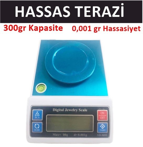 Hassas Terazi, 300gr/0.001gr Laboratuvar, Kuyumcu Terazisi YD-9099 Model