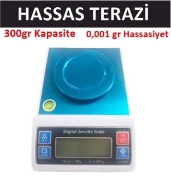 Hassas Terazi, 300gr/0.001gr Laboratuvar, Kuyumcu Terazisi YD-9099 Model