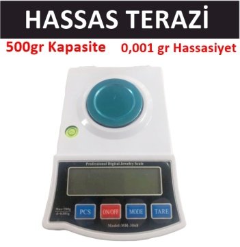 Hassas Terazi, 500gr/0.001gr Laboratuvar, Kuyumcu Terazisi MH-3068 Model