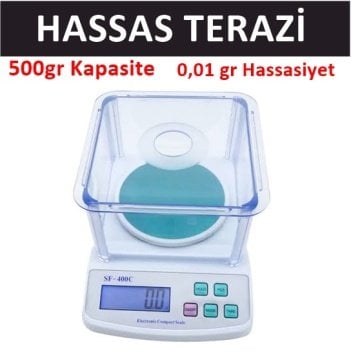 Hassas Terazi, 500gr/0.01gr Laboratuvar, Mutfak Terazisi SF-400C Model