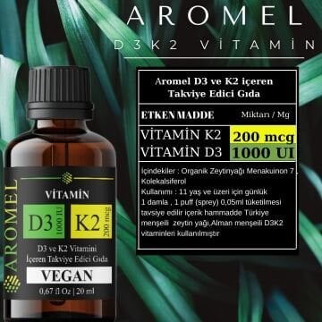 D3 K2 Vitamini  | Damlalıklı Kapak | D3 1000 IU + 200 mcg K2 Mix ,FDA
