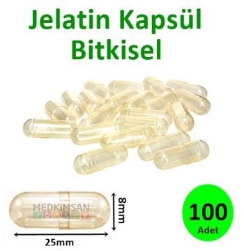 Bitkisel Jelatin Kapsül 100 Adet Ebat #00