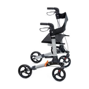 Lüx Alüminyum Rolatör | Oturaklı Hasta Yürüteci | 4 Tekerli | Katlanabilir | Çantalı | Gümüş Renk