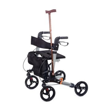 Lüx Alüminyum Rolatör | Oturaklı Hasta Yürüteci | 4 Tekerli | Katlanabilir | Çantalı | Gümüş Renk