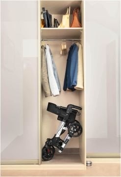 Lüx Alüminyum Rolatör | Oturaklı Hasta Yürüteci | 4 Tekerli | Katlanabilir | Çantalı | Gümüş Renk