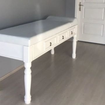 Ahşap Muayene Masası | ÇEKMECELİ | Torna Ayaklı Muayene Sedyesi
