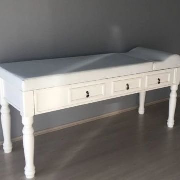 Ahşap Muayene Masası | ÇEKMECELİ | Torna Ayaklı Muayene Sedyesi