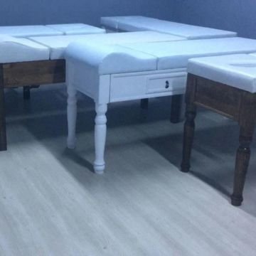 Ahşap Muayene Masası | ÇEKMECELİ + BASAMAKLI | Torna Ayaklı