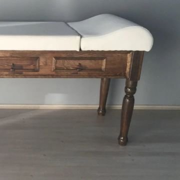 Ahşap Muayene Masası | ÇEKMECELİ | Torna Ayaklı Muayene Sedyesi