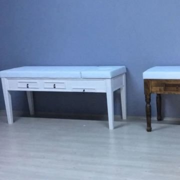 Ahşap Muayene Masası | ÇEKMECELİ | Torna Ayaklı Muayene Sedyesi