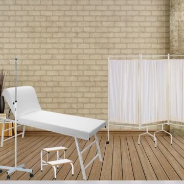 Revir Odası Seti 4 Lü | Muayene Sedyesi | Paravan | Eskoba | Serum Askısı