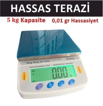 Hassas Terazi, 5kg/0.01gr Laboratuvar  Terazisi Elektronik 705A Model