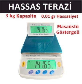 Masa Üstü Hassas Terazi, 3kg/0.01gr Laboratuvar  Terazisi Elektronik 705A Model