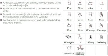 Golfi G502 Alüminyum Transfer Sandalyesi Hasta Taşıma Sandalyesi