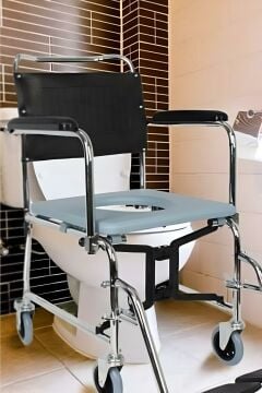 Klozetli Tekerlekli Sandalye | Tuvaletli Sandalye | Banyo Sandalyesi | Kilitlenebilir