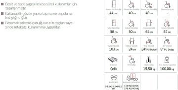 Golfi 2 Eko G100 Ekonomik Tekerlekli Sandalye Ekose Kumaş