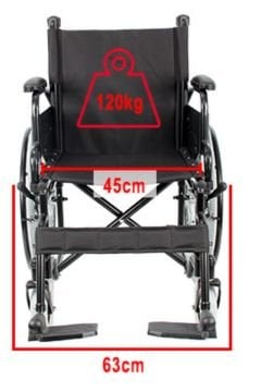 Çok Sağlam Tekerlekli Sandalye | 120 kg Taşır | Kalın Ön Tekerli